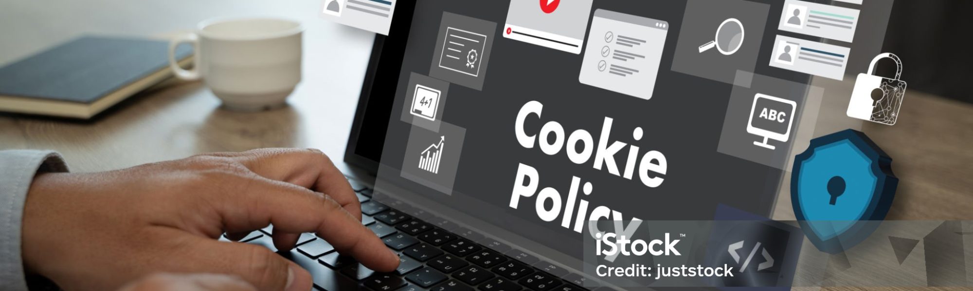 Allow all cookies and Cookie policy information pop-up window on laptop